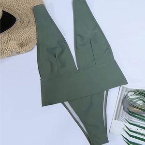 Shein Plunge Neck One Piece Suit